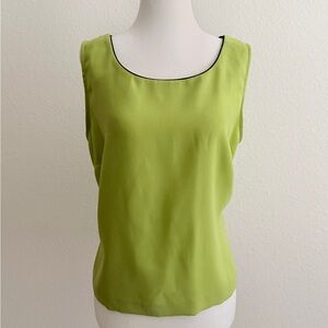 Vintage Chartreuse Green Sleeveless Blouse Minimalist Top Size M